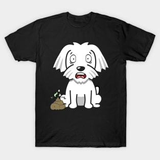 Funny white dog smells stinky poo poo T-Shirt